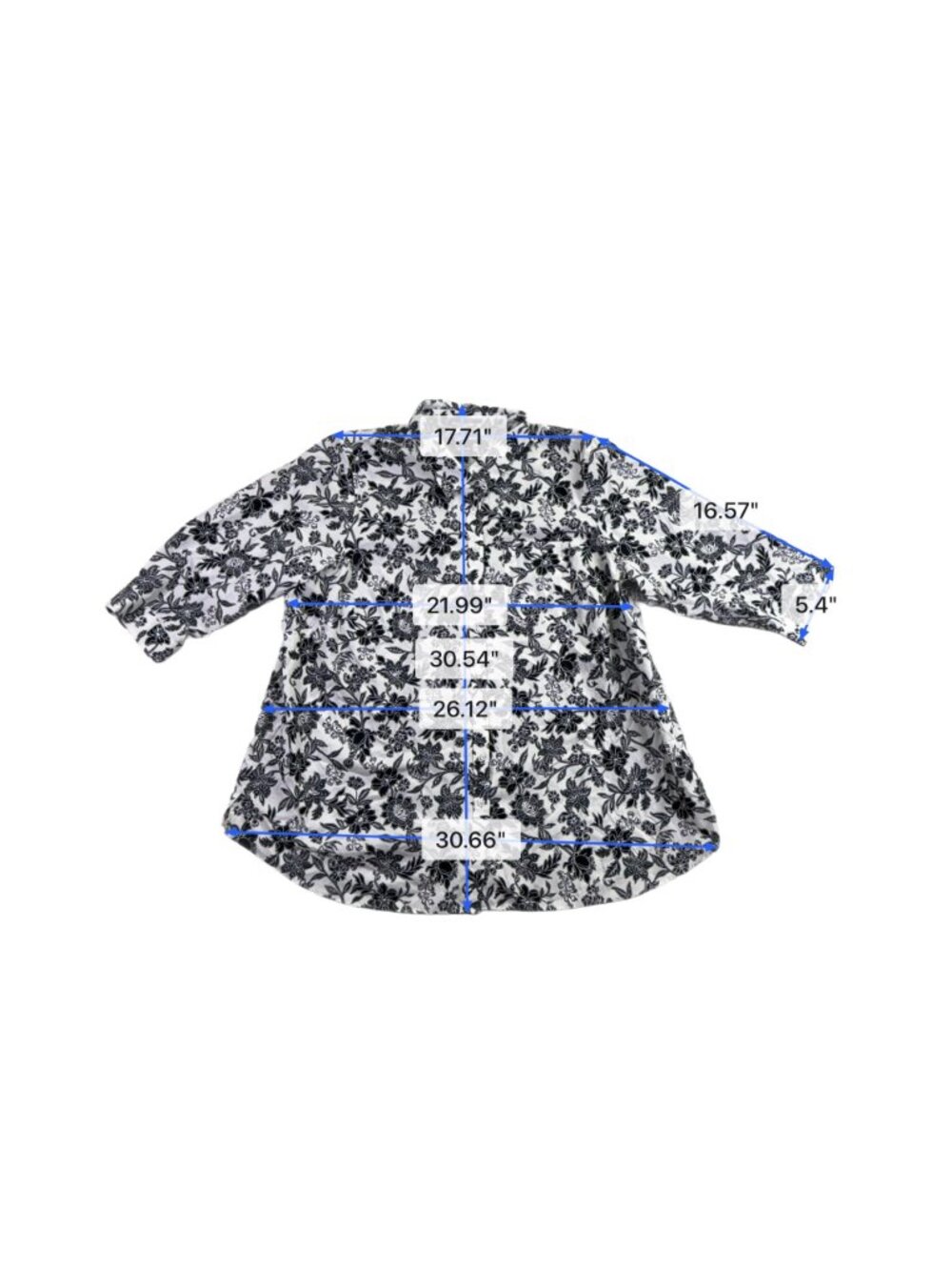 Lands End Womens Black & White Cotton Floral Print Button-Up Shirt Size 22W - Picture 9 of 9